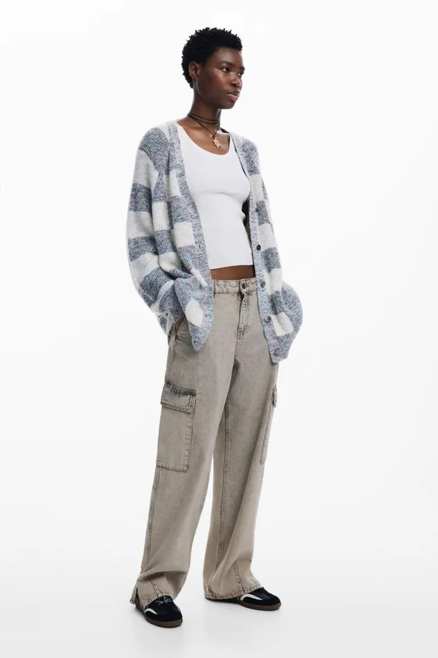 Sweaters Women Desigual Combined Knit Cardigan White