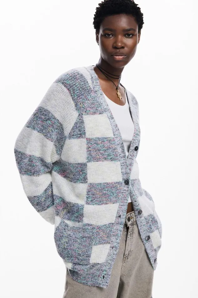 Sweaters Women Desigual Combined Knit Cardigan White