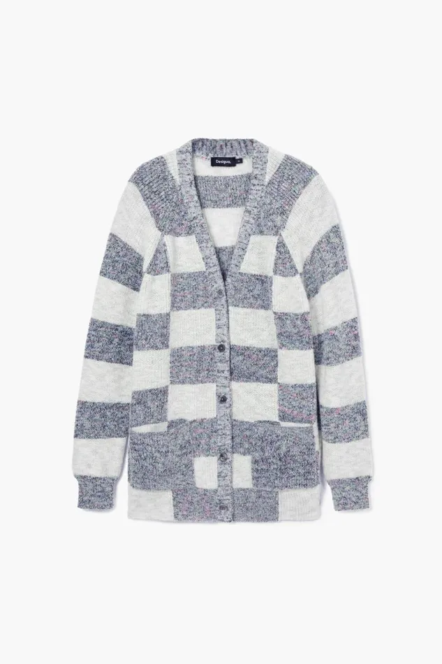 Sweaters Women Desigual Combined Knit Cardigan White