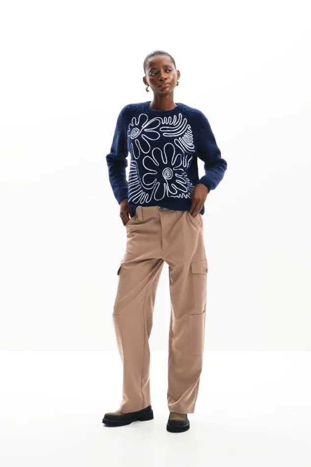 Sweaters Women Desigual Floral Print Sweater Blue