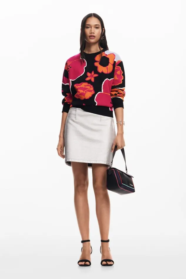 Sweaters Women Desigual Floral Sweater Black
