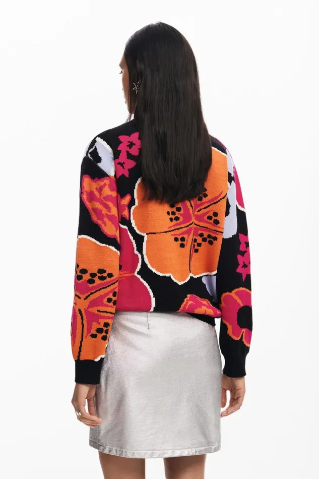 Sweaters Women Desigual Floral Sweater Black