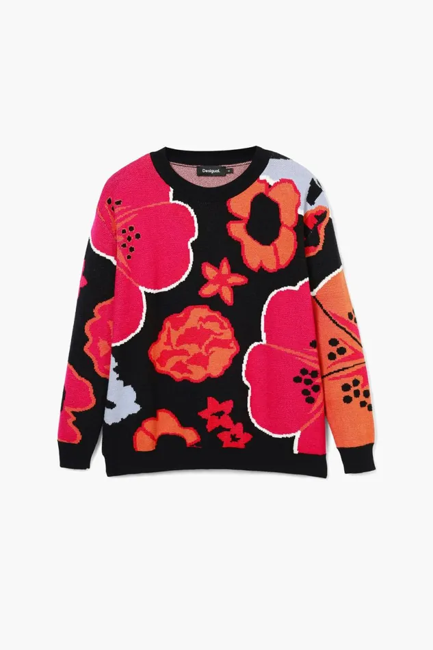Sweaters Women Desigual Floral Sweater Black