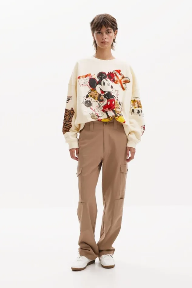 Sweaters Women Desigual Mickey Mouse Sweatshirt White