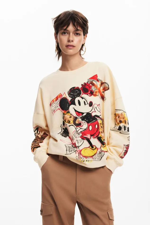 Sweaters Women Desigual Mickey Mouse Sweatshirt White