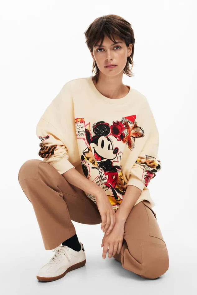 Sweaters Women Desigual Mickey Mouse Sweatshirt White