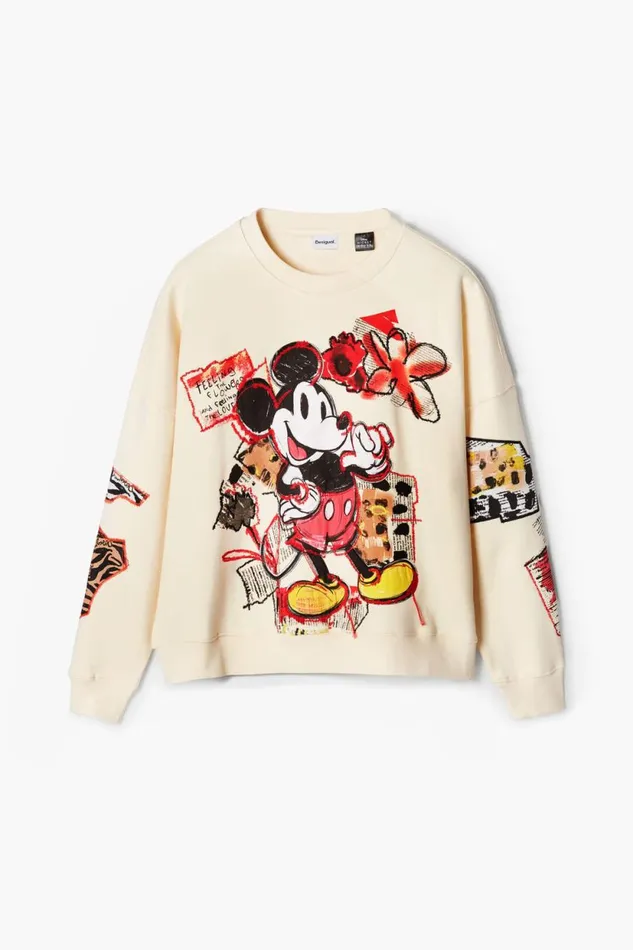 Sweaters Women Desigual Mickey Mouse Sweatshirt White