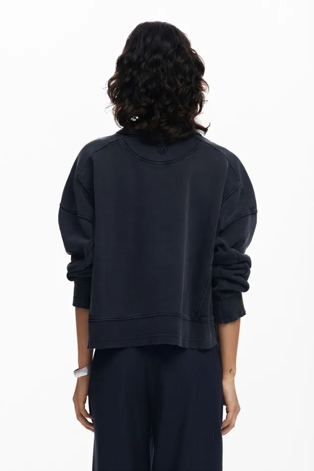 Sweaters Women Desigual Washed Effect Sweatshirt Black