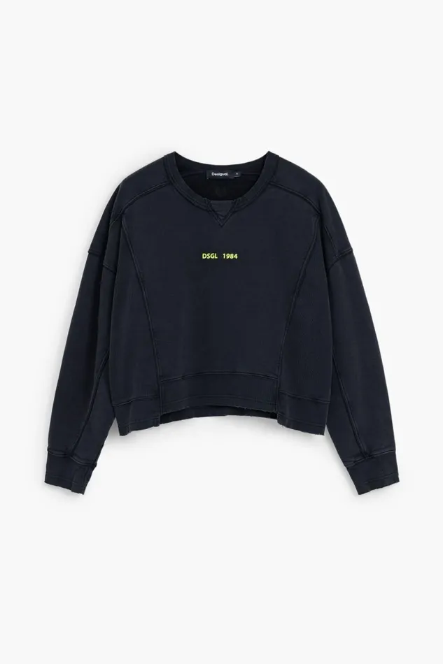 Sweaters Women Desigual Washed Effect Sweatshirt Black