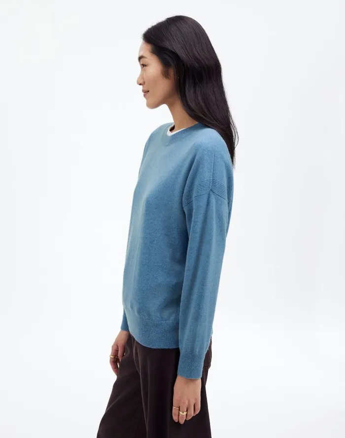 Sweaters Women Madewell Cashmere Relaxed Crewneck Sweater Hthr Denim Blue