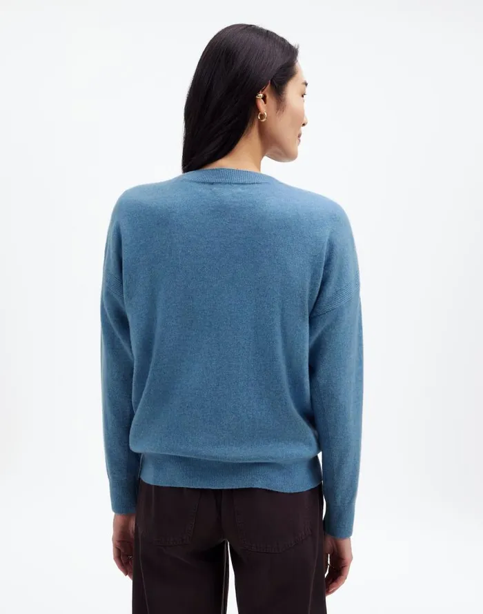 Sweaters Women Madewell Cashmere Relaxed Crewneck Sweater Hthr Denim Blue