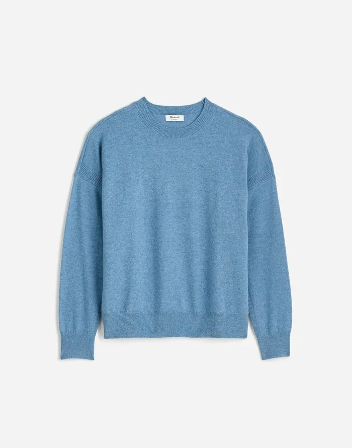 Sweaters Women Madewell Cashmere Relaxed Crewneck Sweater Hthr Denim Blue