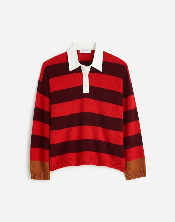 Sweaters Women Madewell CashmereWool Blend Rugby Sweater Cabernet Combo