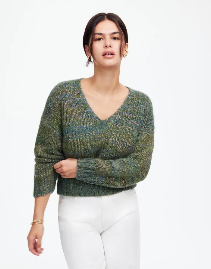 Sweaters Women Madewell Marled VNeck Sweater Mossy Umber Marl