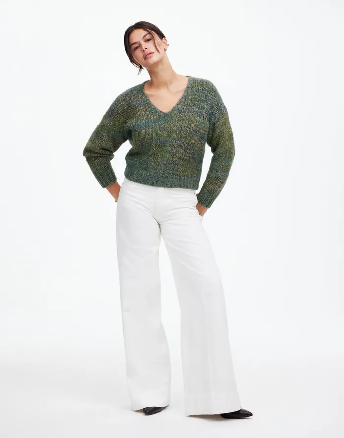Sweaters Women Madewell Marled VNeck Sweater Mossy Umber Marl