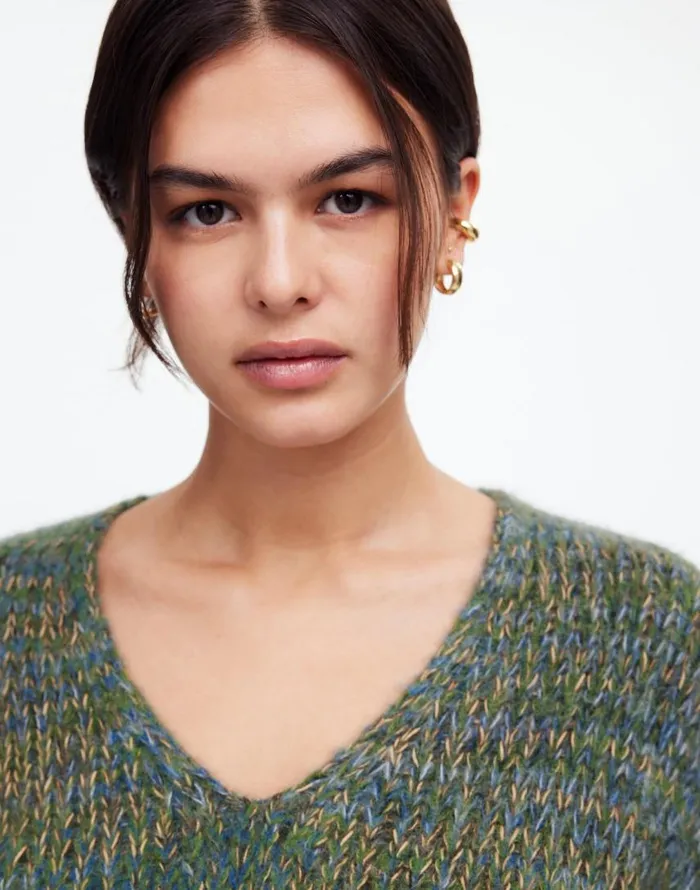 Sweaters Women Madewell Marled VNeck Sweater Mossy Umber Marl