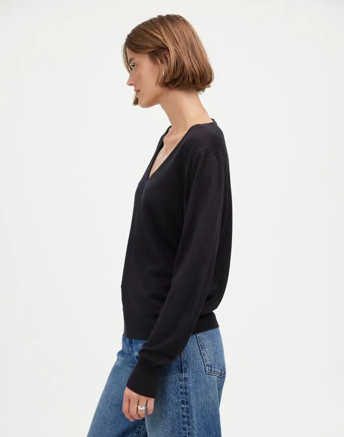 Sweaters Women Madewell Merino WoolSilk Blend VNeck Sweater True Black