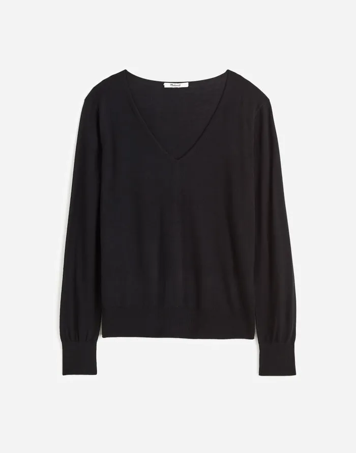 Sweaters Women Madewell Merino WoolSilk Blend VNeck Sweater True Black