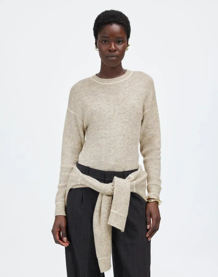 Sweaters Women Madewell Ribbed AlpacaBlend Crewneck Sweater Hthr Stone