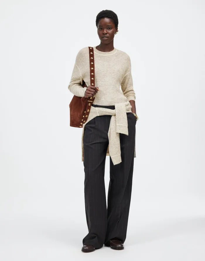 Sweaters Women Madewell Ribbed AlpacaBlend Crewneck Sweater Hthr Stone