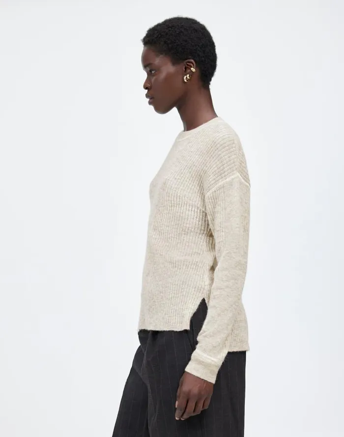 Sweaters Women Madewell Ribbed AlpacaBlend Crewneck Sweater Hthr Stone