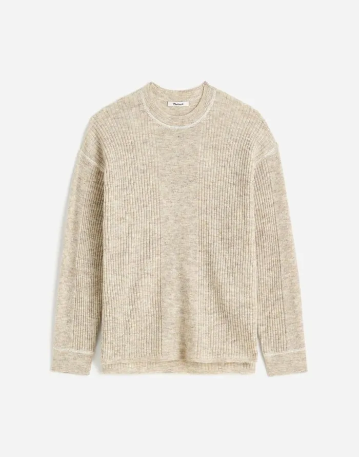 Sweaters Women Madewell Ribbed AlpacaBlend Crewneck Sweater Hthr Stone