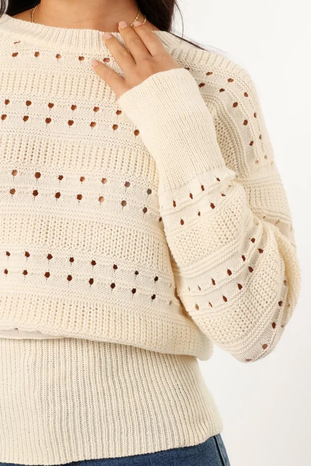 Sweaters Women Watton Stripe Knit Sweater Cream Petal and Pup