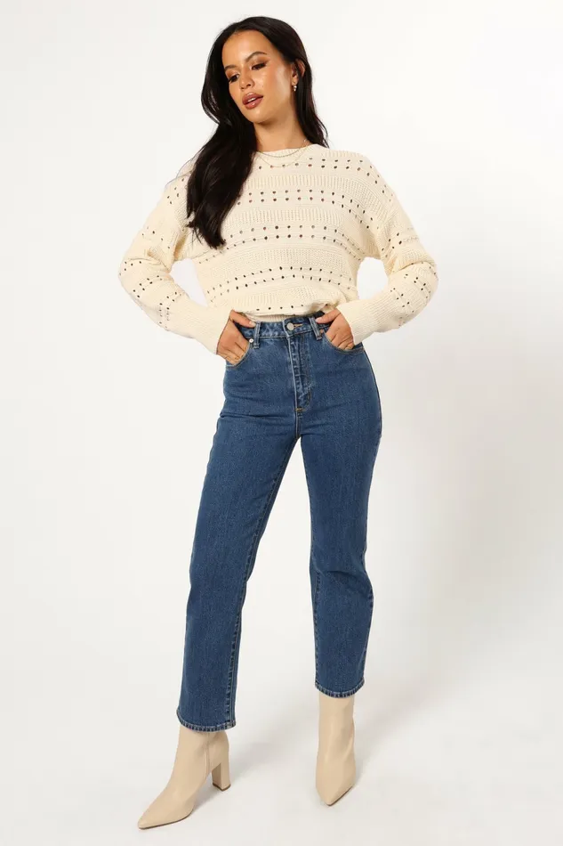 Sweaters Women Watton Stripe Knit Sweater Cream Petal and Pup