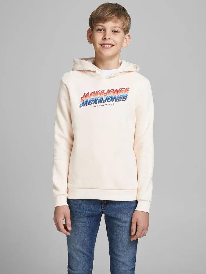 Sweatshirts JACK and JONES Junior BOYS LOOPBACK HOODIE White Seedpearl Gift Ideas