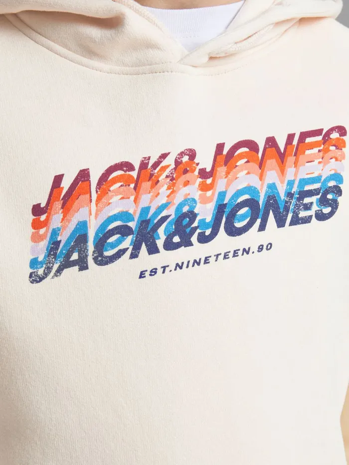 Sweatshirts JACK and JONES Junior BOYS LOOPBACK HOODIE White Seedpearl Gift Ideas