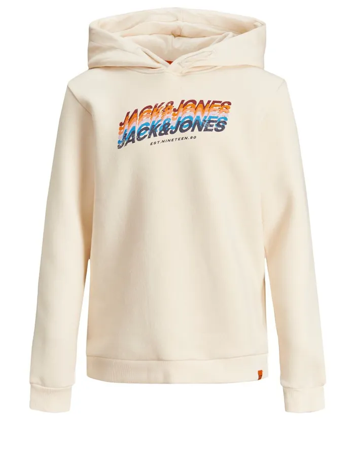 Sweatshirts JACK and JONES Junior BOYS LOOPBACK HOODIE White Seedpearl Gift Ideas