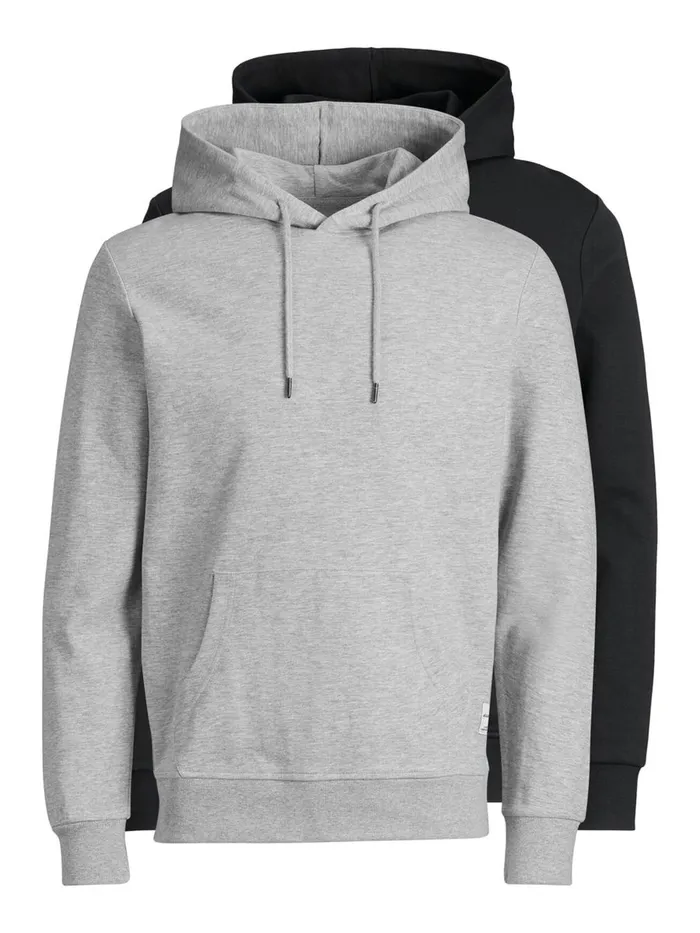 Sweatshirts JACK and JONES Mens 2PACK BASIC HOODIE Grey Black Gift Ideas