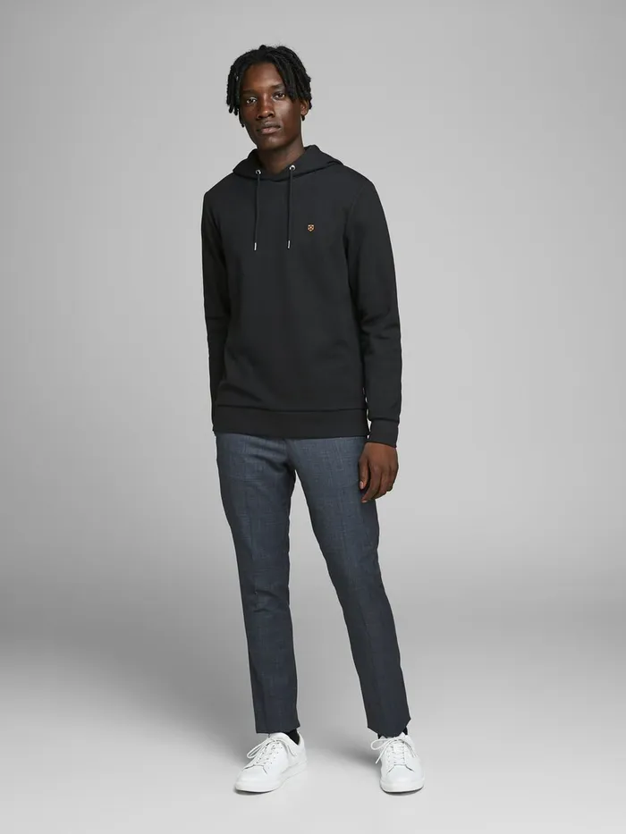 Sweatshirts JACK and JONES Mens BASIC HOODIE Black Black Popular