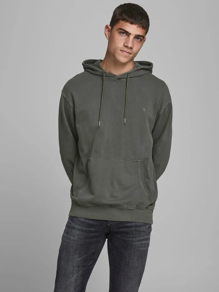 Sweatshirts JACK and JONES Mens DRAWSTRING HOODIE Green Forest Night Casaul