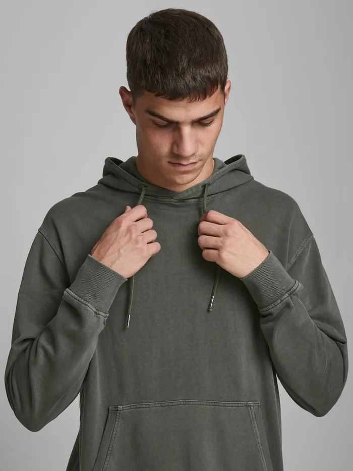 Sweatshirts JACK and JONES Mens DRAWSTRING HOODIE Green Forest Night Casaul