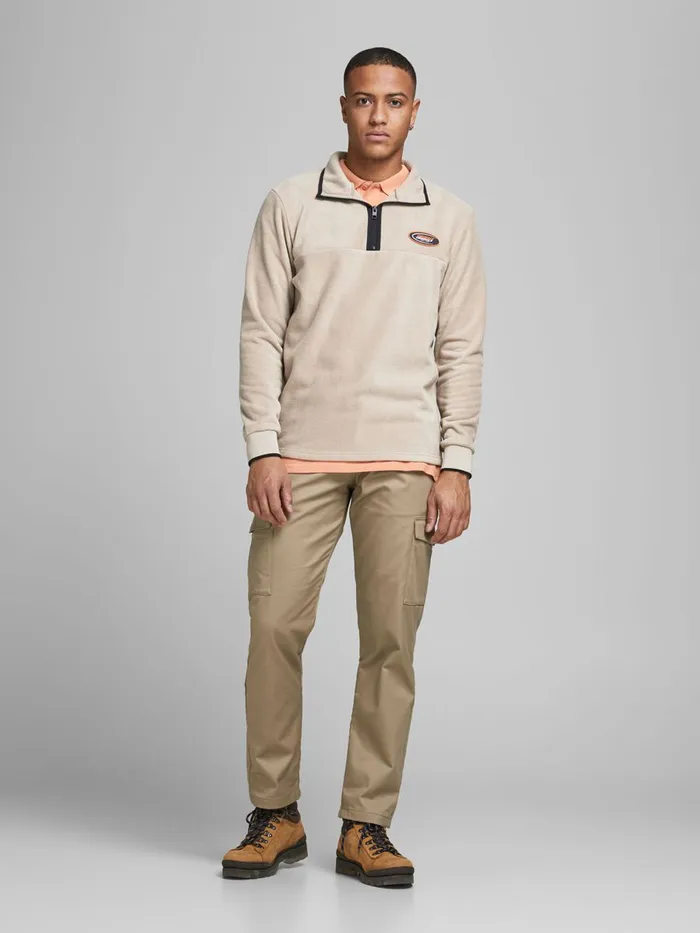 Sweatshirts JACK and JONES Mens HALF ZIP SWEATSHIRT Beige Crockery Online