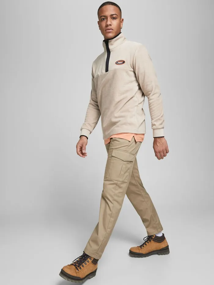 Sweatshirts JACK and JONES Mens HALF ZIP SWEATSHIRT Beige Crockery Online