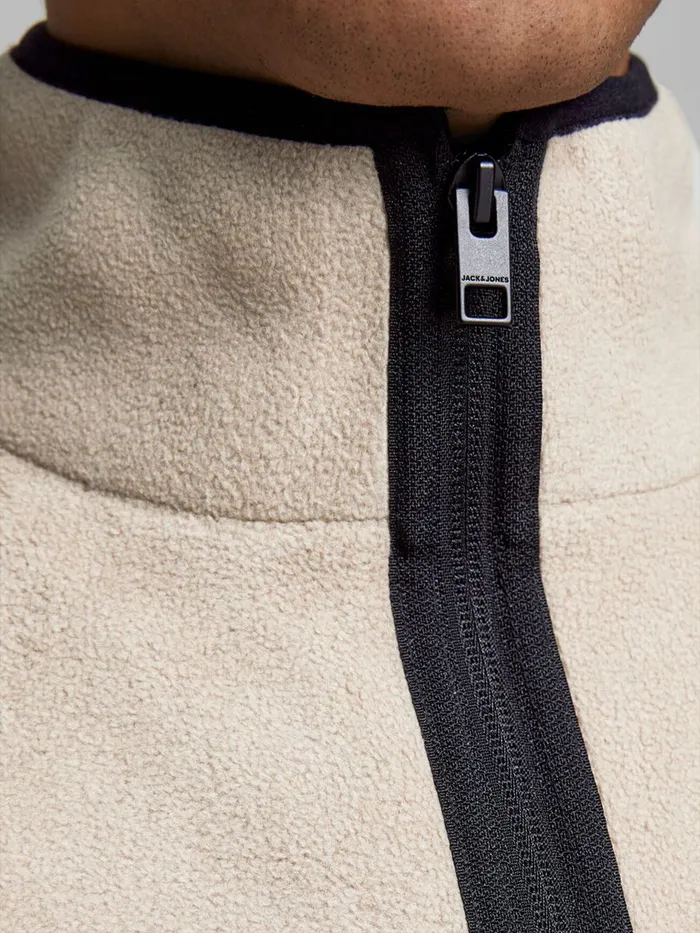 Sweatshirts JACK and JONES Mens HALF ZIP SWEATSHIRT Beige Crockery Online