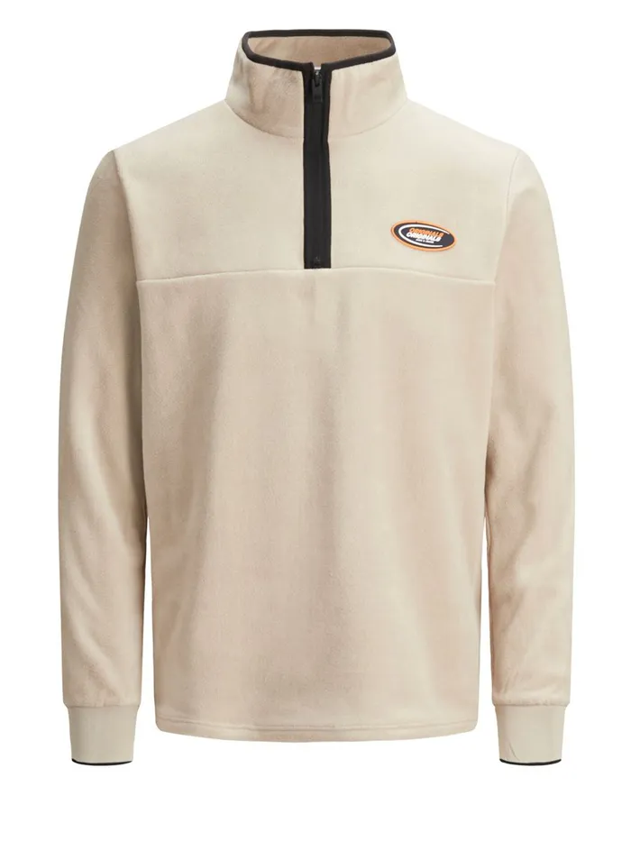 Sweatshirts JACK and JONES Mens HALF ZIP SWEATSHIRT Beige Crockery Online