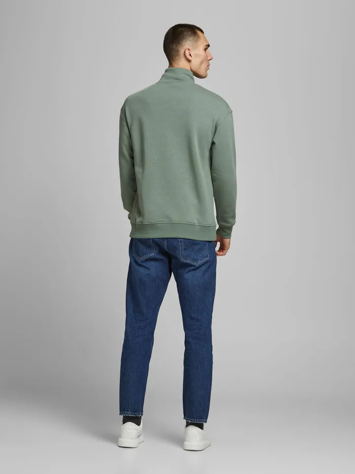 Sweatshirts JACK and JONES Mens HALF ZIPPED SWEATSHIRT Green Sea Spray Popular