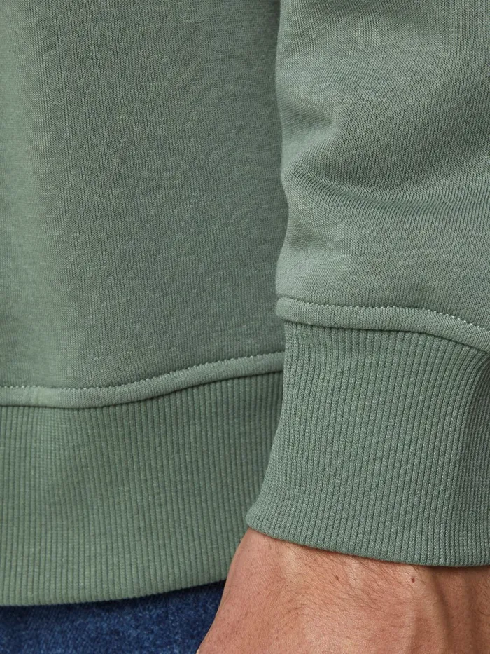 Sweatshirts JACK and JONES Mens HALF ZIPPED SWEATSHIRT Green Sea Spray Popular