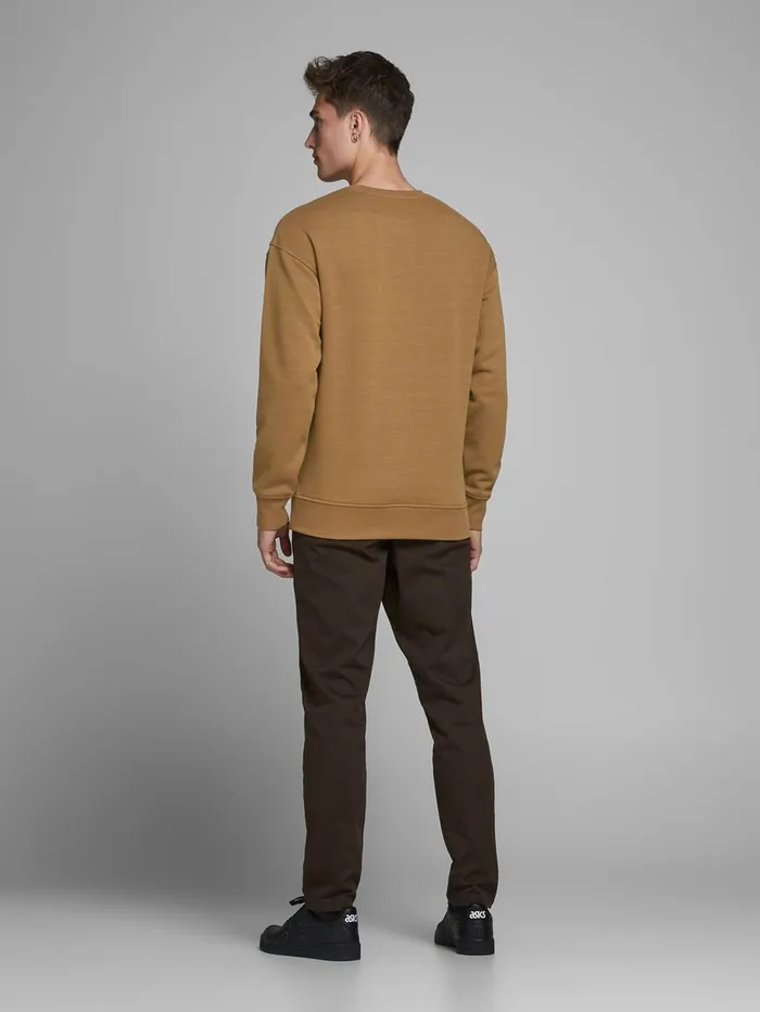 Sweatshirts JACK and JONES Mens LOGO CREW NECK SWEATSHIRT Brown Rubber Online