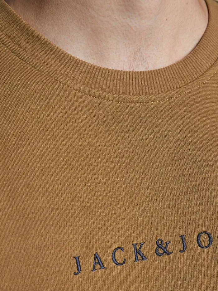 Sweatshirts JACK and JONES Mens LOGO CREW NECK SWEATSHIRT Brown Rubber Online