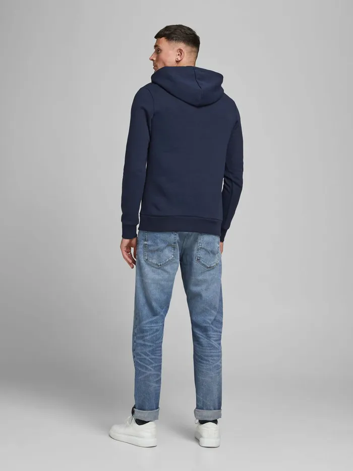 Sweatshirts JACK and JONES Mens LOGO HOODIE Blue Navy Blazer Cheap On Sale