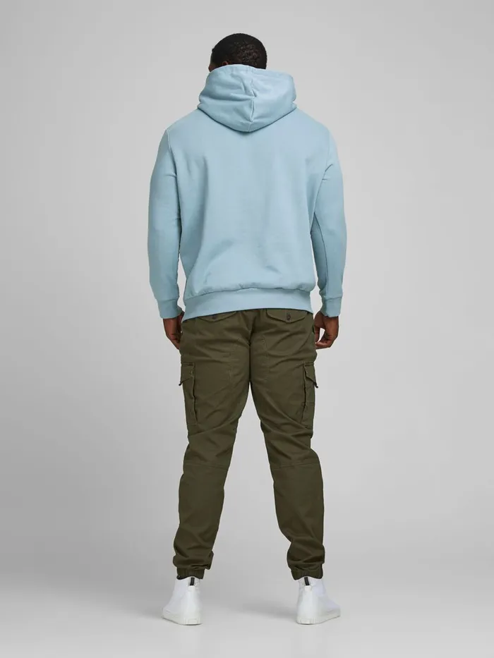 Sweatshirts JACK and JONES Mens LOGO PLUS SIZE HOODIE Blue Faded Denim Popular