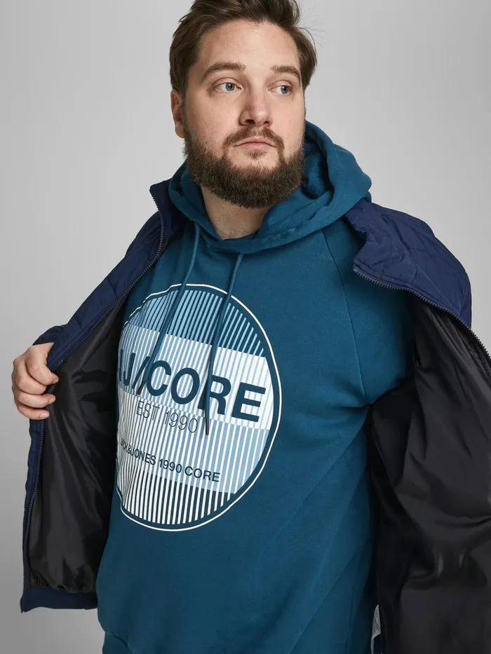 Sweatshirts JACK and JONES Mens LOGO PLUS SIZE HOODIE Blue Sailor Blue Gift Ideas