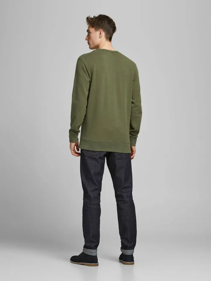 Sweatshirts JACK and JONES Mens LOGO SWEATSHIRT Green Olive Night For Sale
