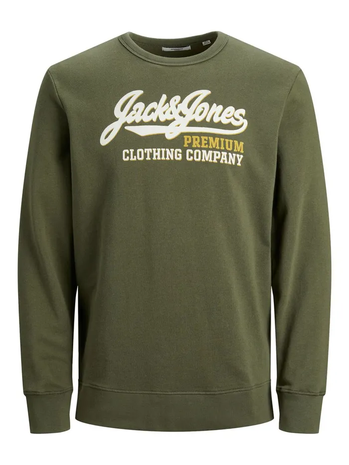 Sweatshirts JACK and JONES Mens LOGO SWEATSHIRT Green Olive Night For Sale
