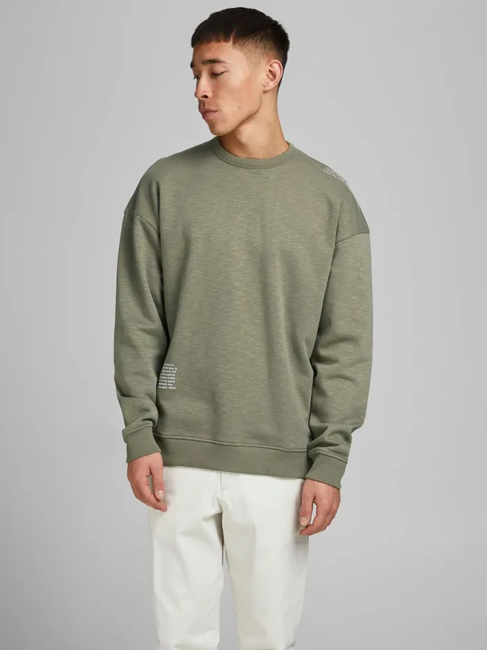 Sweatshirts JACK and JONES Mens LOOPBACK CREW NECK SWEATSHIRT Green Deep Lichen Green Casaul Sweatshirts JACK and JONES Mens LOOPBACK CREW NECK SWEATSHIRT Green Deep Lichen Green Casaul