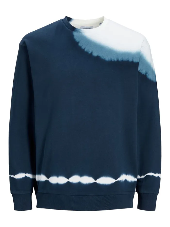 Sweatshirts JACK and JONES Mens LOOPBACK TIE DYE SWEATSHIRT Blue Cloud Dancer Gift for Friend